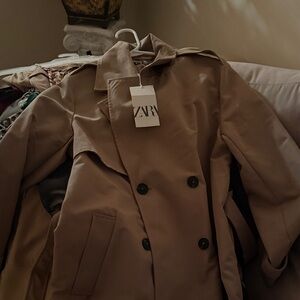 Zara Camel Double-Breasted Coat